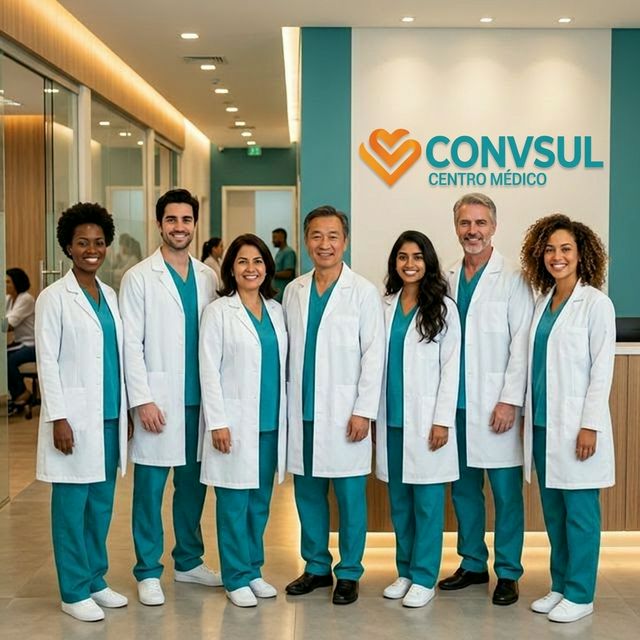Equipe médica da CONVSUL, profissionais de saúde dedicados e qualificados